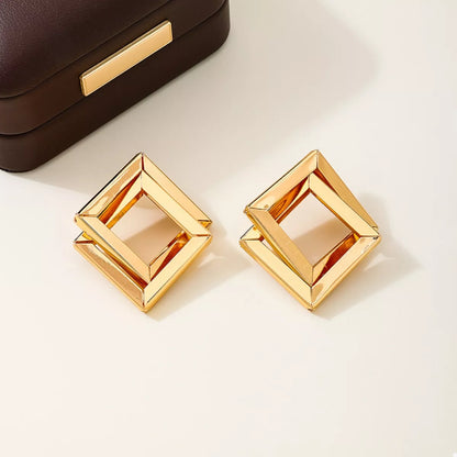 18K Gold-Plated Geometric Stud Earrings