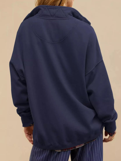 Half Snap Dropped Shoulder Sweatshirt