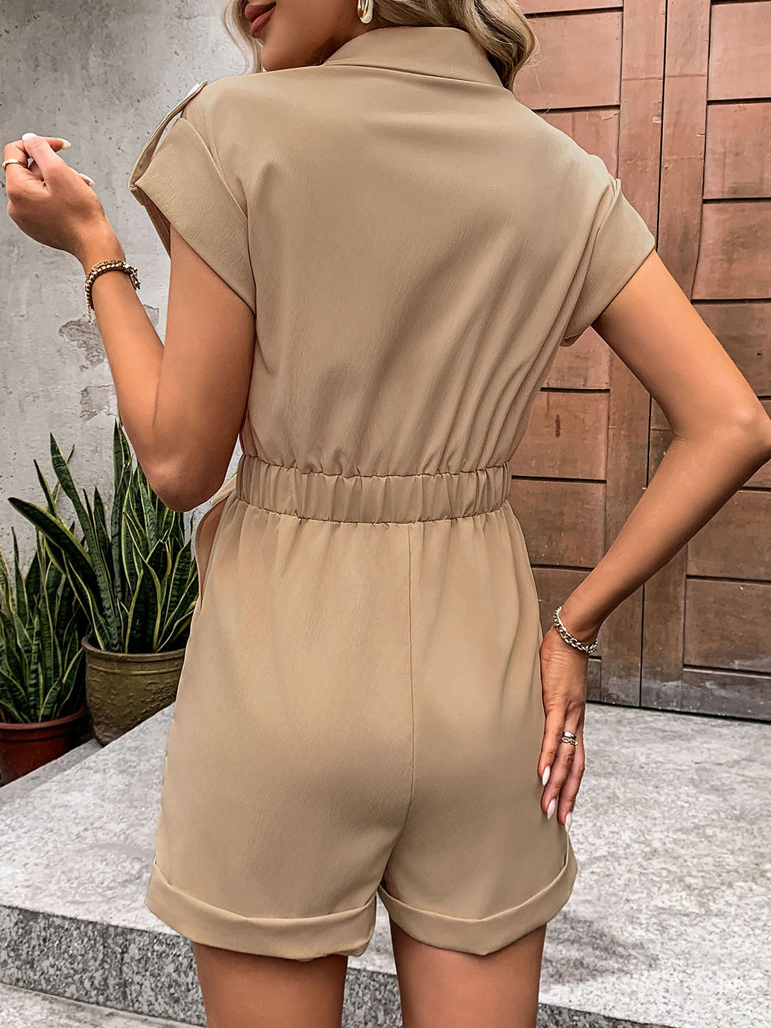collared-neck-tie-waist-romper-with-pockets
