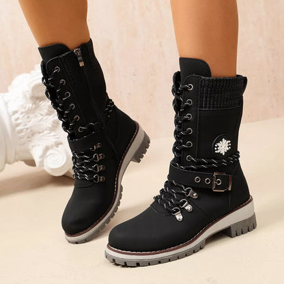 Round Toe Lace Up Boots