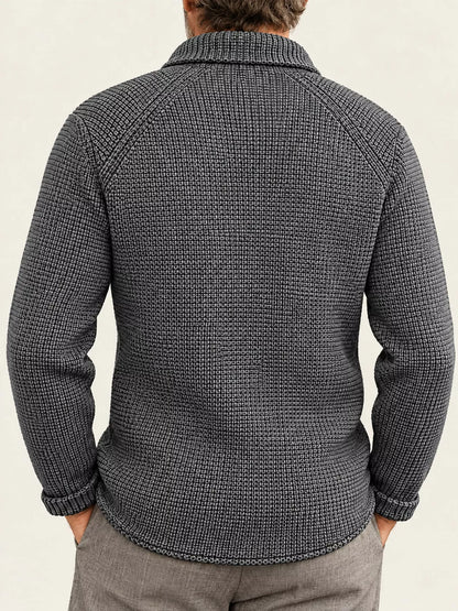 Men's knit stand-collar cardigan, view 10