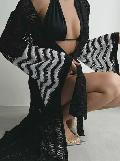 Striped openwork cover-up, view 2