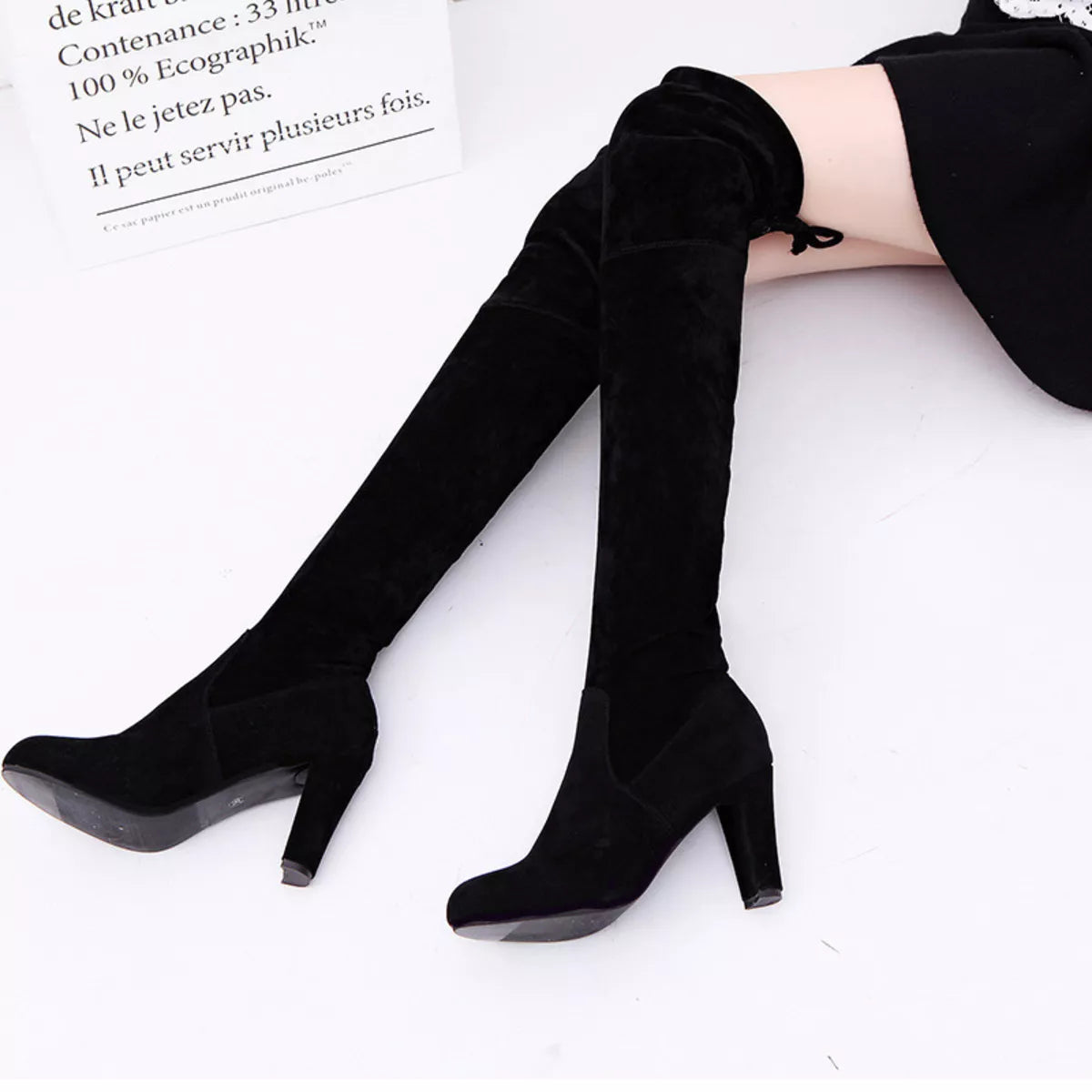 Round Toe Block Heels Boots