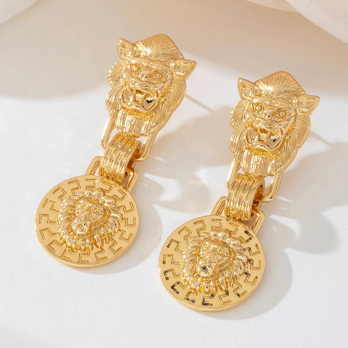 18K Gold-Plated Medallion Drop Earrings