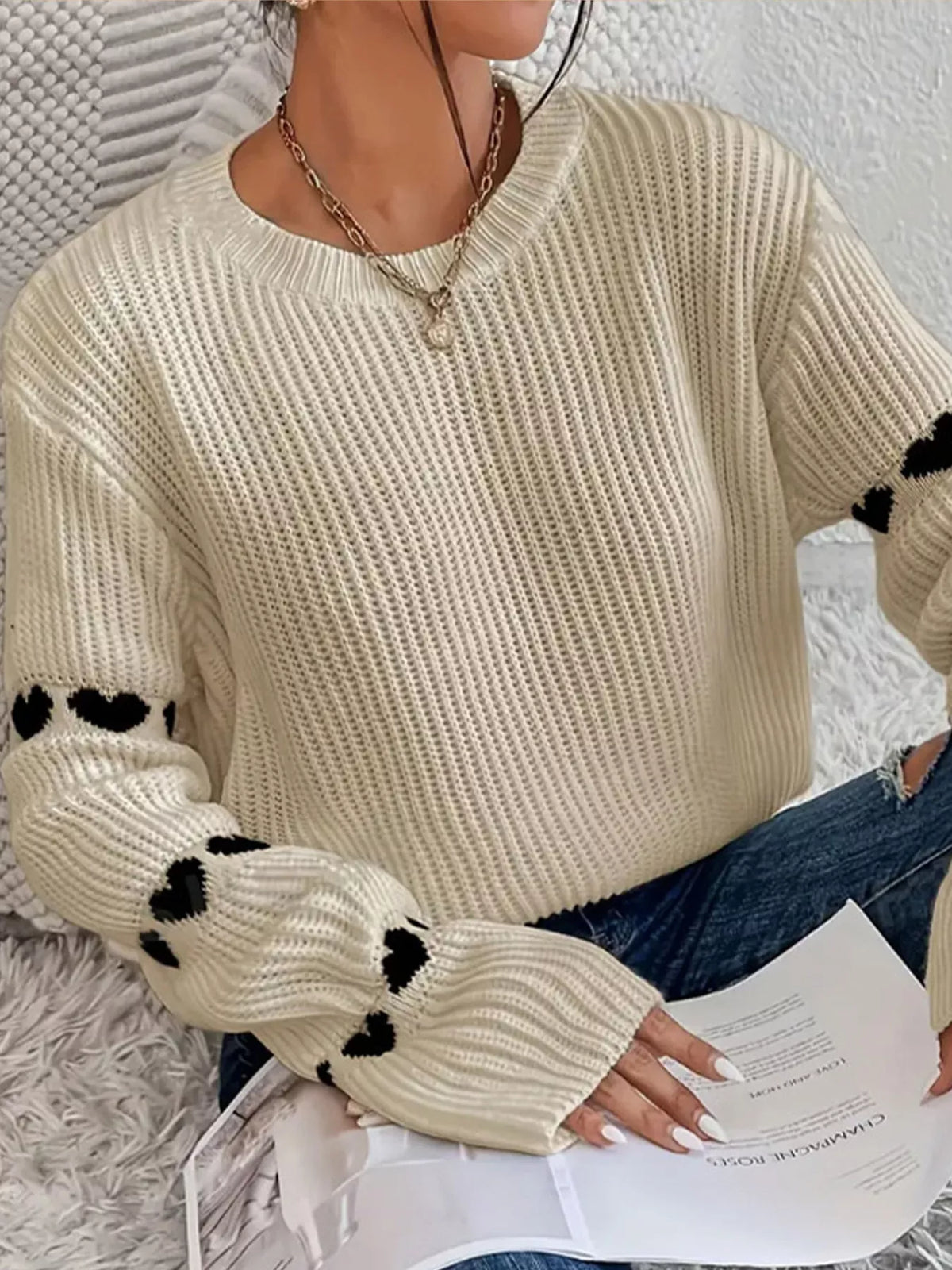 Plus size heart sweater, view 10