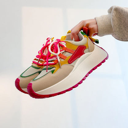 Lace Up Round Toe Platform Sneakers
