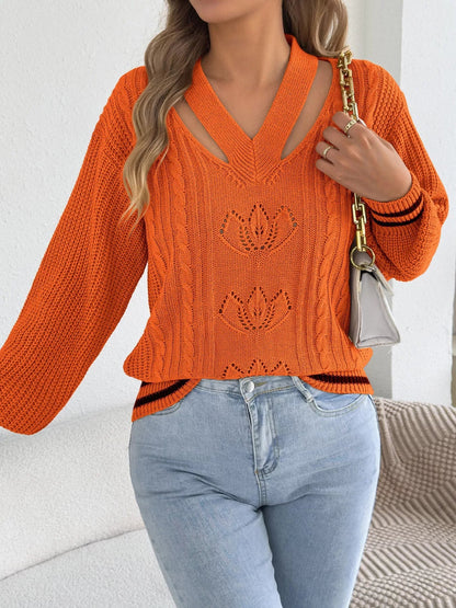 Cutout Cable Knit Sweater