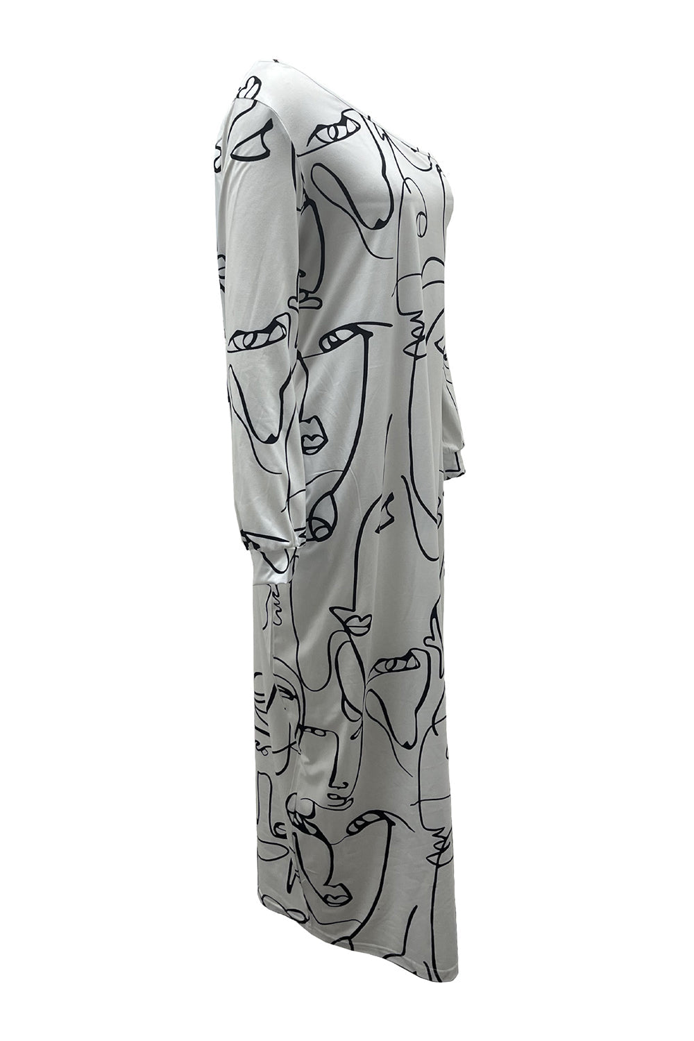 Printed Lantern Sleeve Maxi Dress