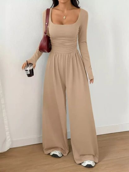 Scoop Neck Wide Leg Jumpsuit