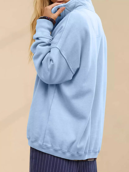 Half Snap Dropped Shoulder Sweatshirt