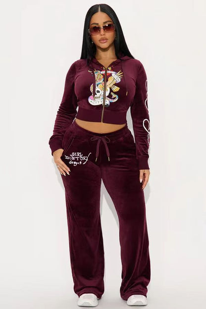 Hooded Velvet Set Two Piece Set