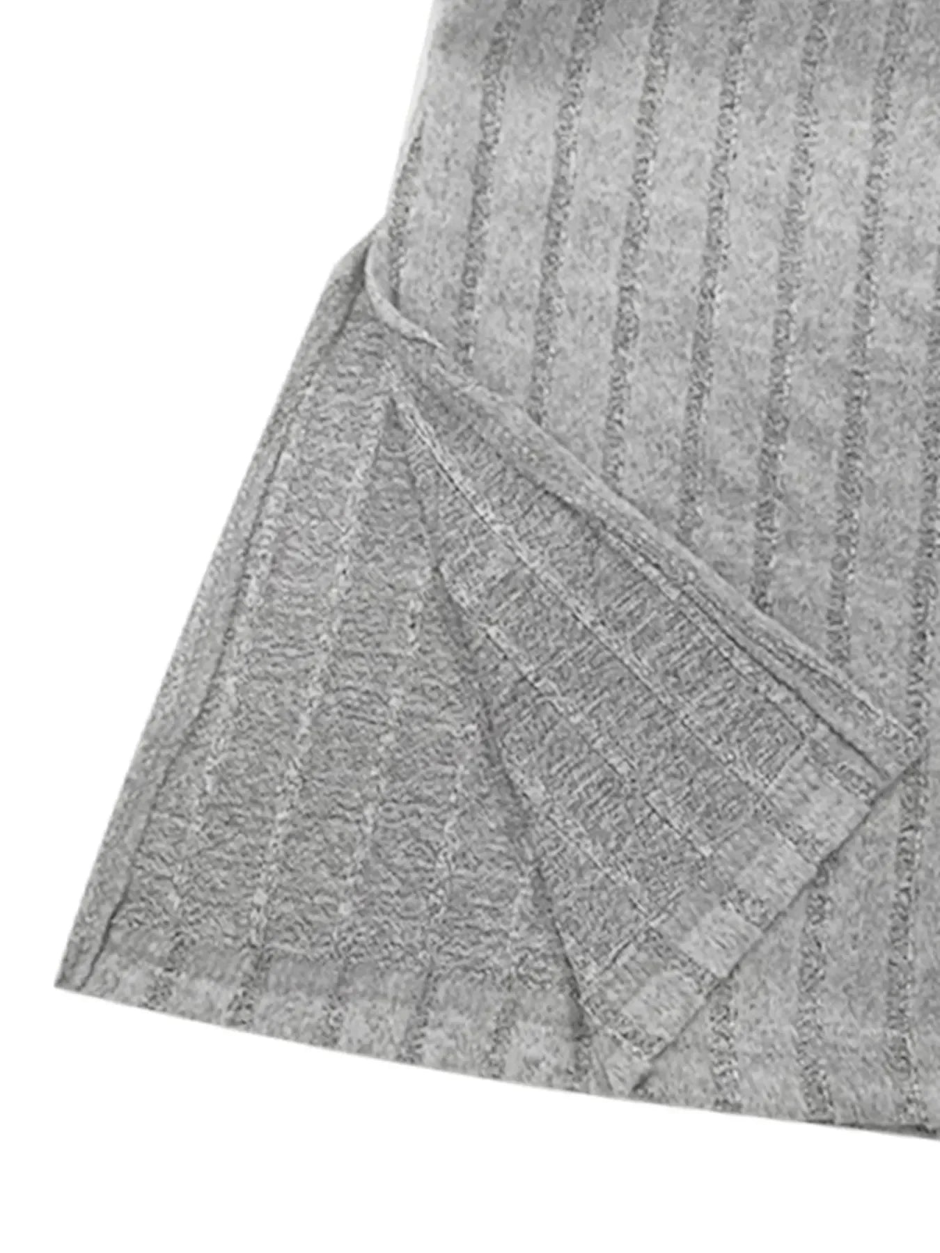 Slit V-Neck Ribbed Top and Pants Set