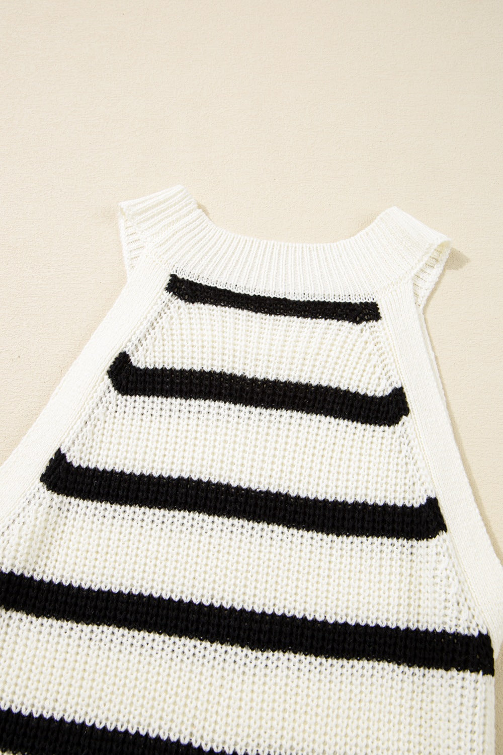 Striped Drawstring Sleeveless Sweater Dress