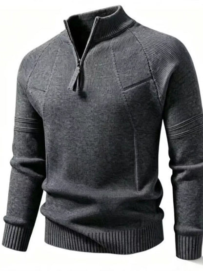Men's Plus Size Quarter-Zip Ribbed Knit Sweater