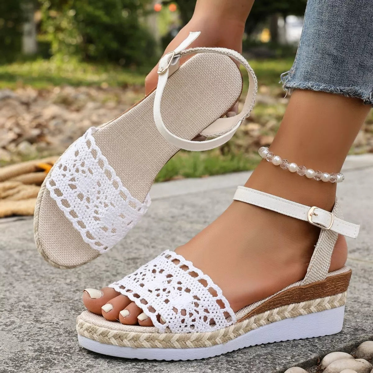 Crochet espadrille sandals, view 10
