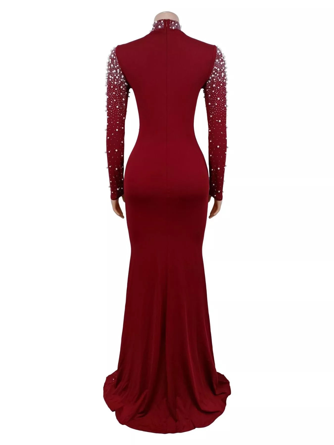 Rhinestone Long Sleeve Mermaid Maxi Dress