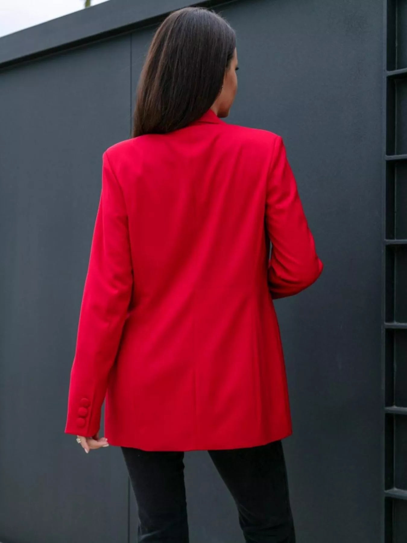 Lapel Collar Long Sleeve Blazer