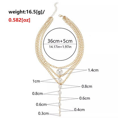 Gold pearl choker necklace, view 9