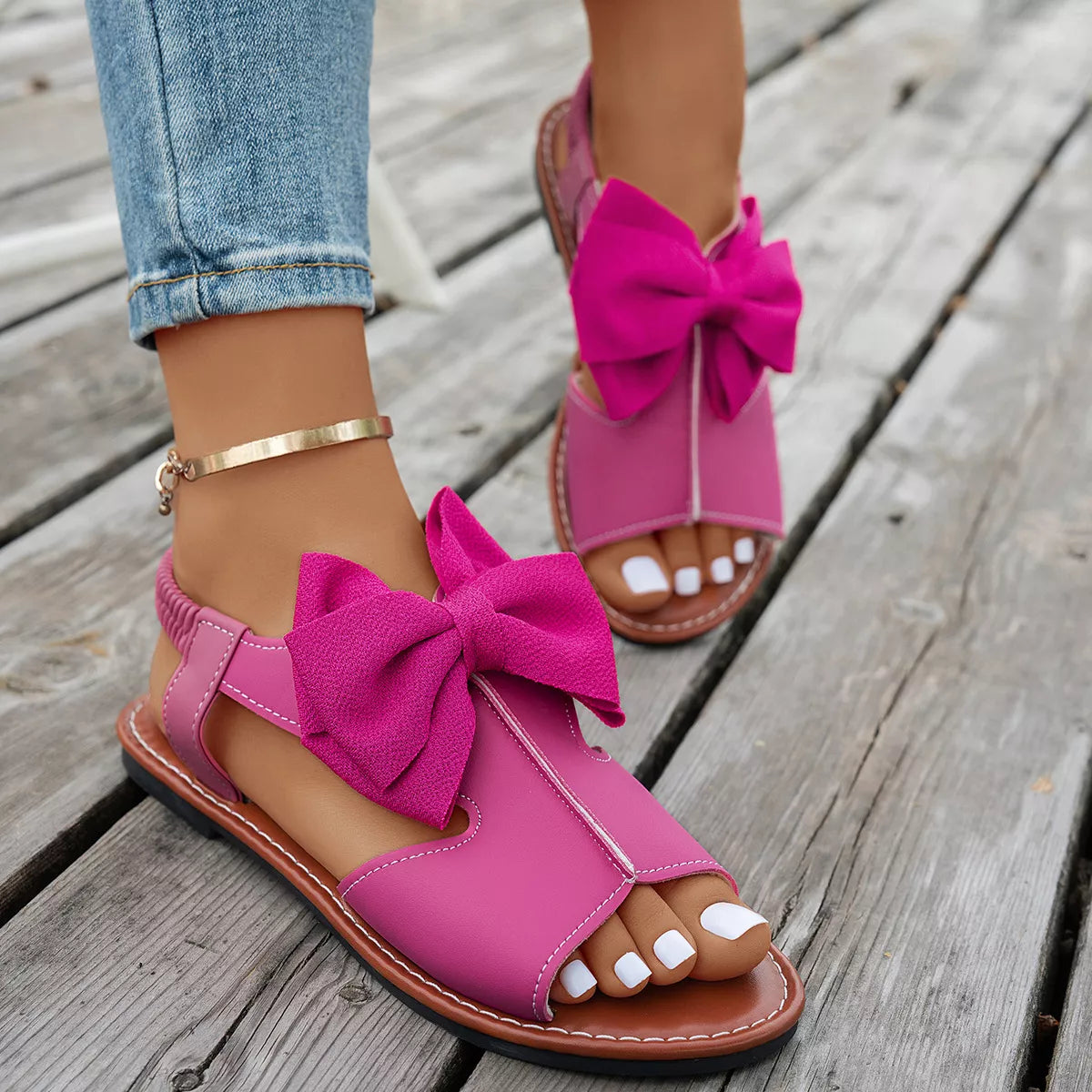 Open Toe Bow Sandals