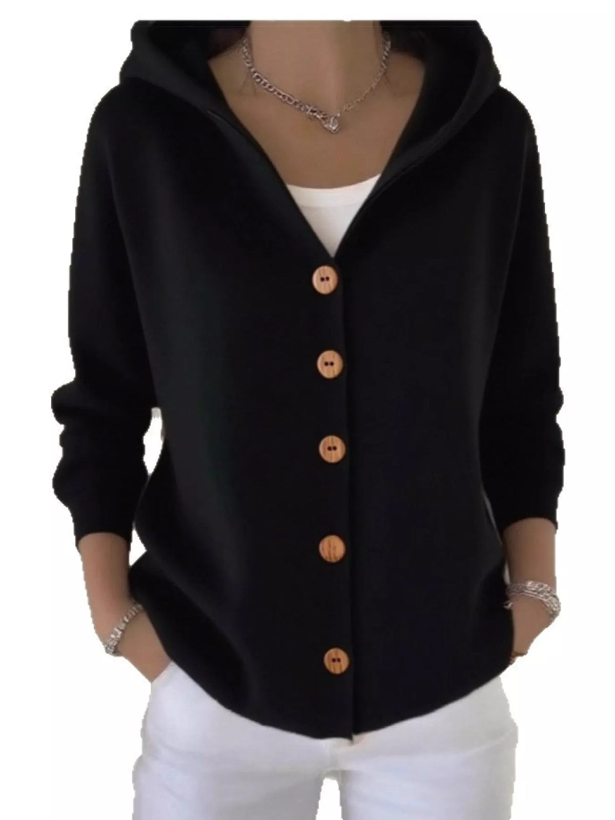 Plus Size Hooded Knit Cardigan, 12 Colors up to 5XL
