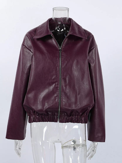 Faux Leather Zip Up Jacket