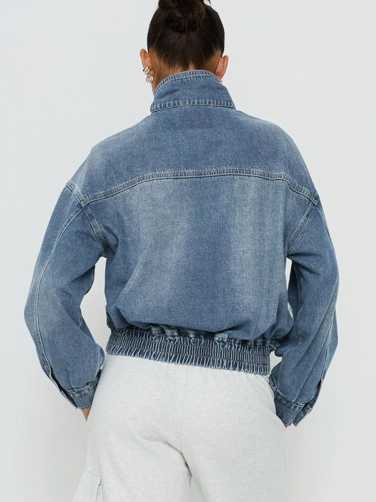 Washed denim jacket, view 4