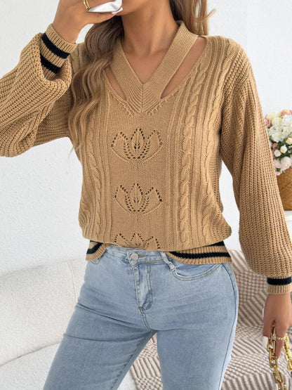 Cutout Cable Knit Sweater