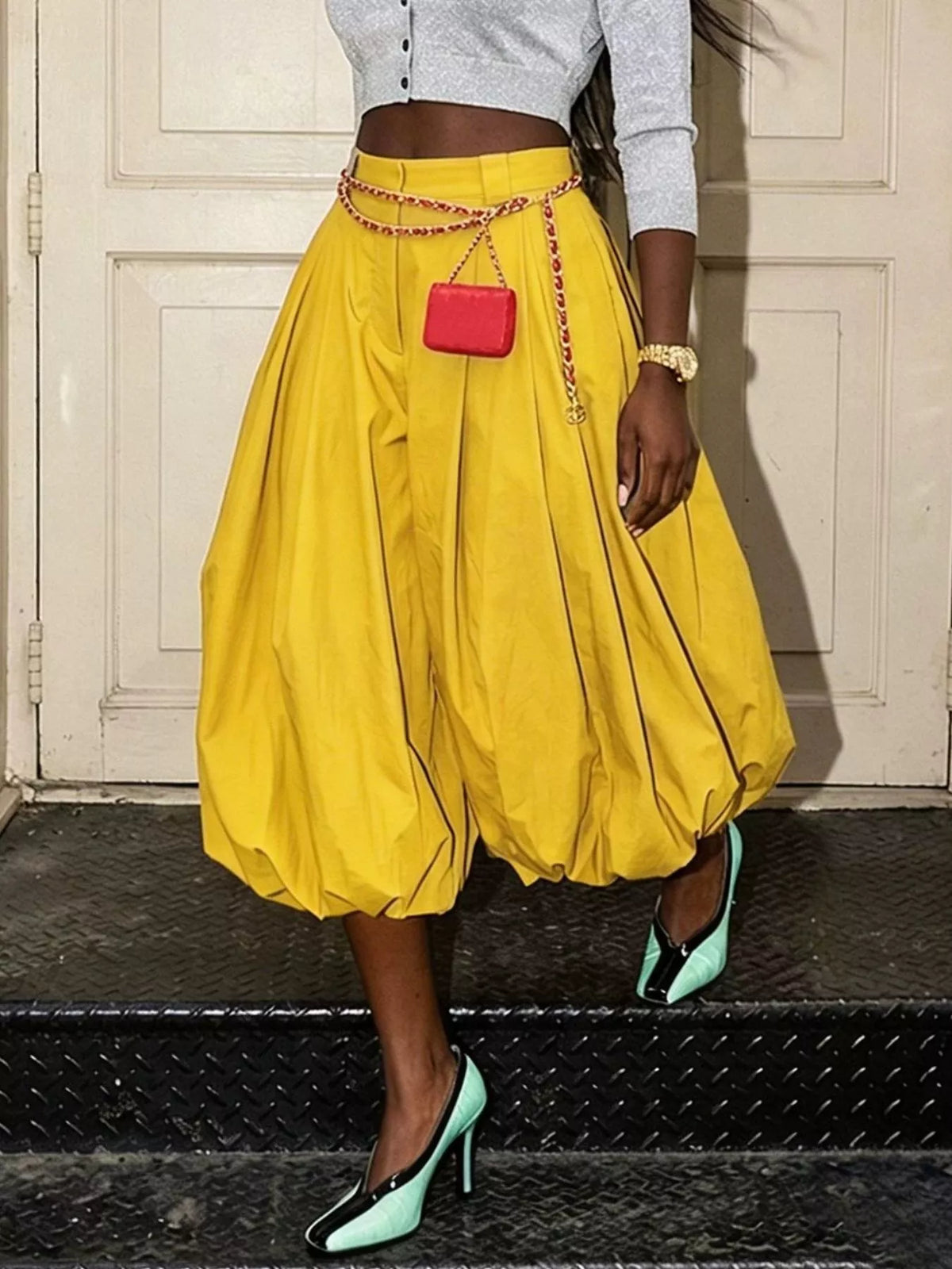 High-Waisted Ruched Balloon Pants