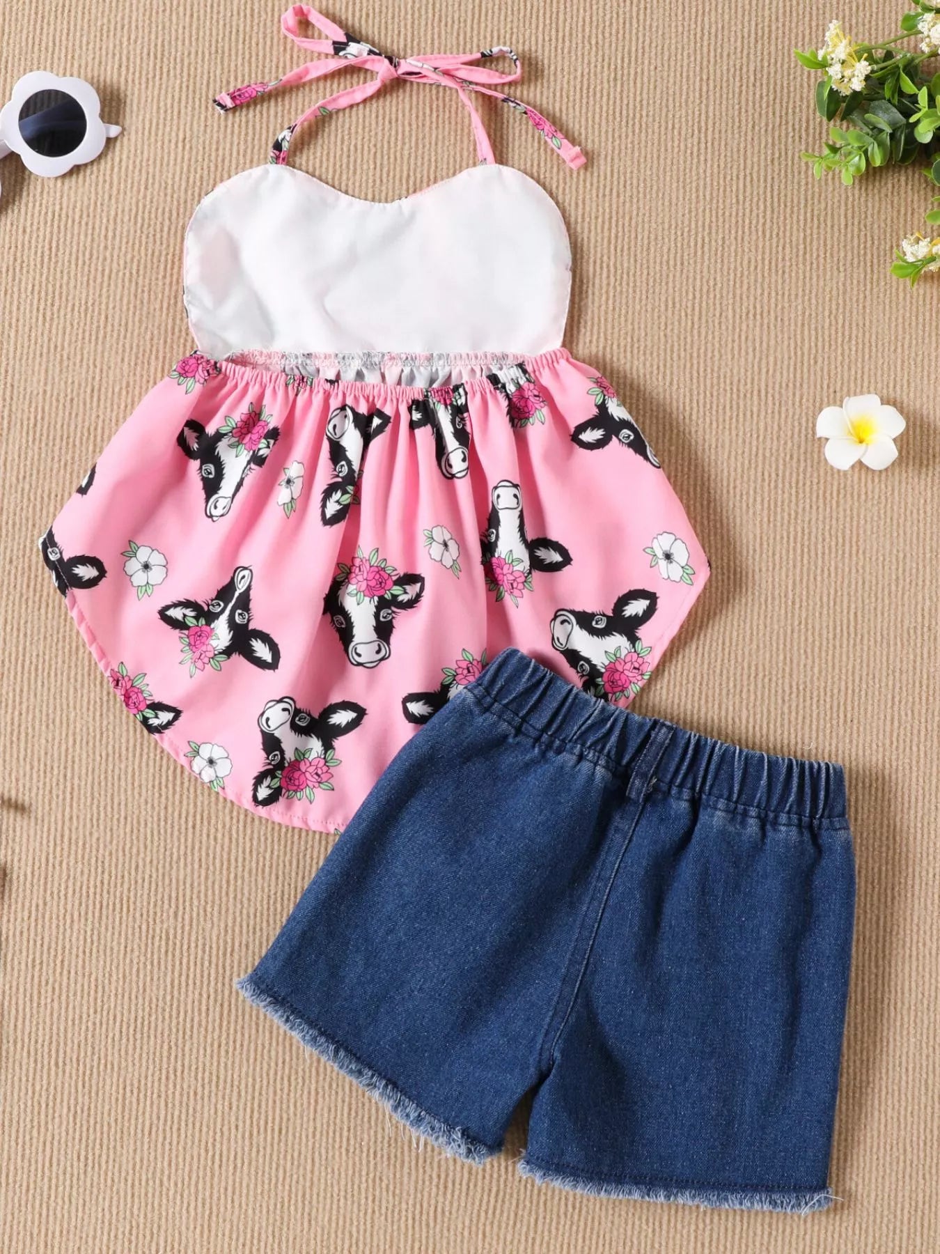Children's Halter Neck Cami and Denim Shorts Set