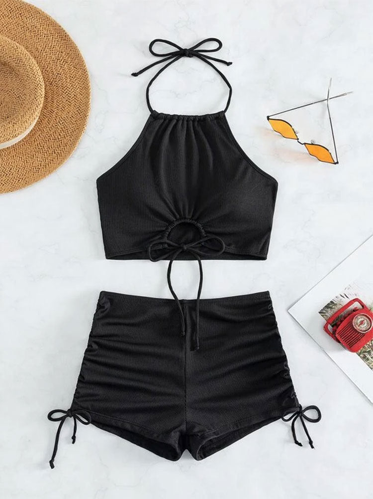 Drawstring swim top and shorts, view 4
