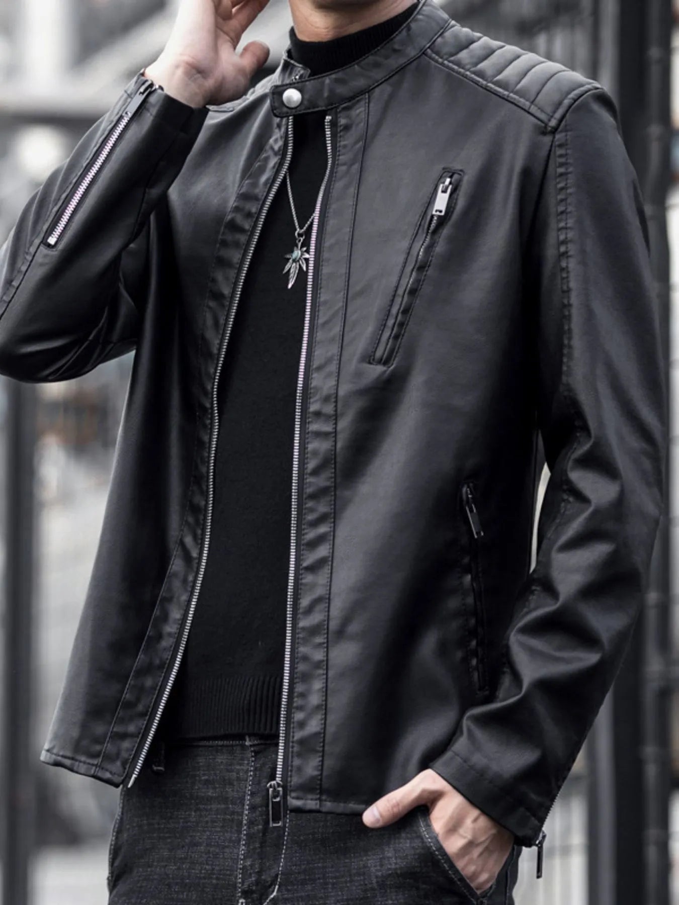 Men's Plus Size Zip Up Long Sleeve Jacket