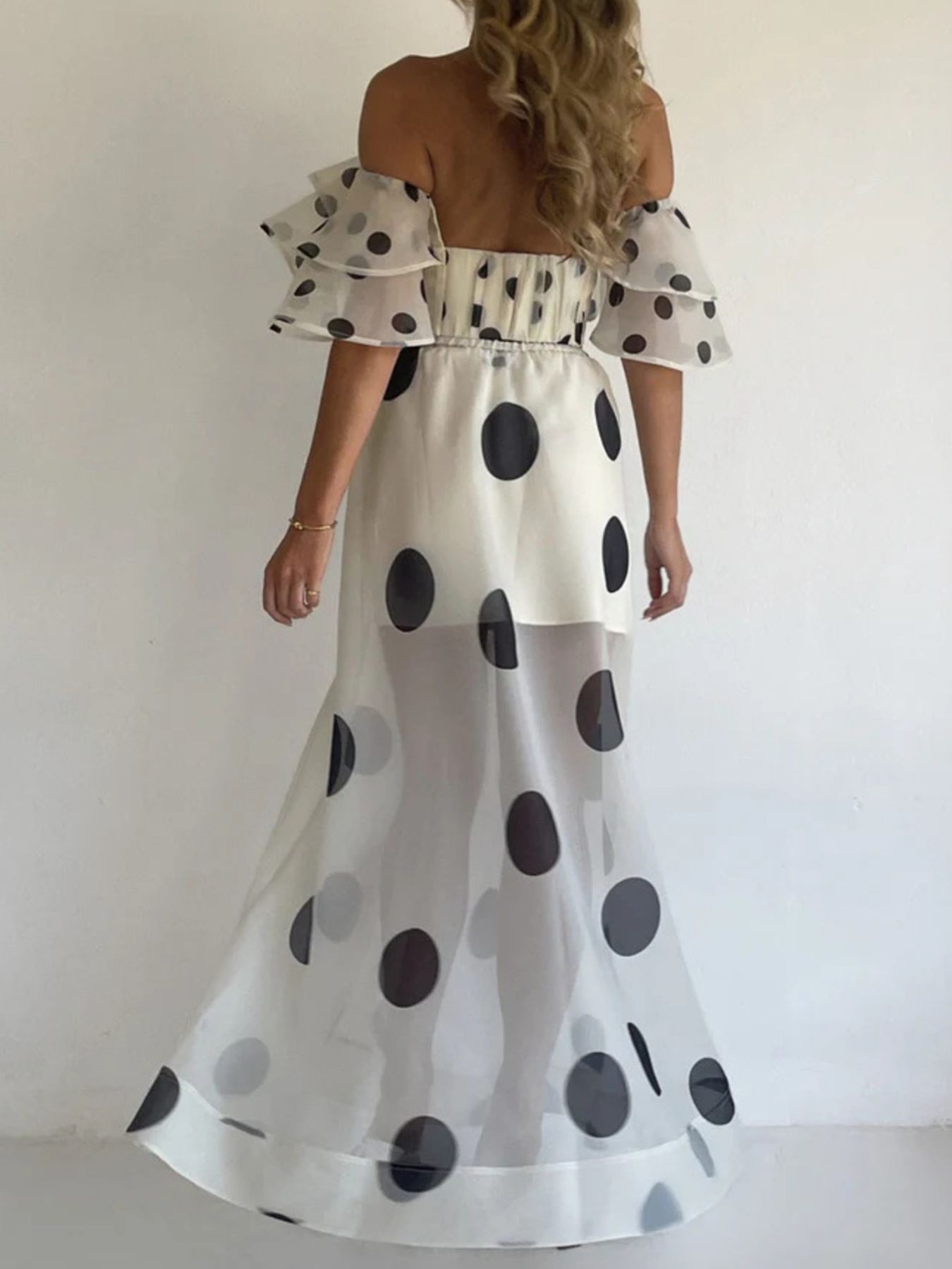 Polka Dot Ruffle Crop Top and Skirt Set