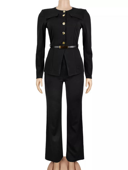 Button Up Long Sleeve Top and Pants Set
