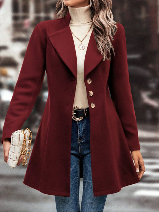 Buttoned Long Sleeve Coat