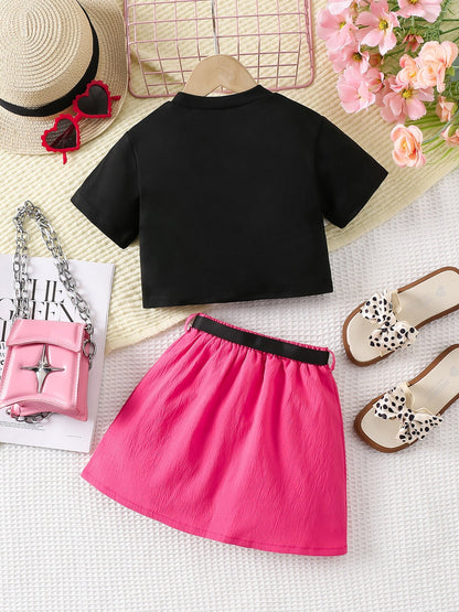 Children's Raw Hem Tee and Skirt Set