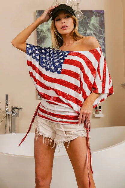 American Flag Printed Knit Top