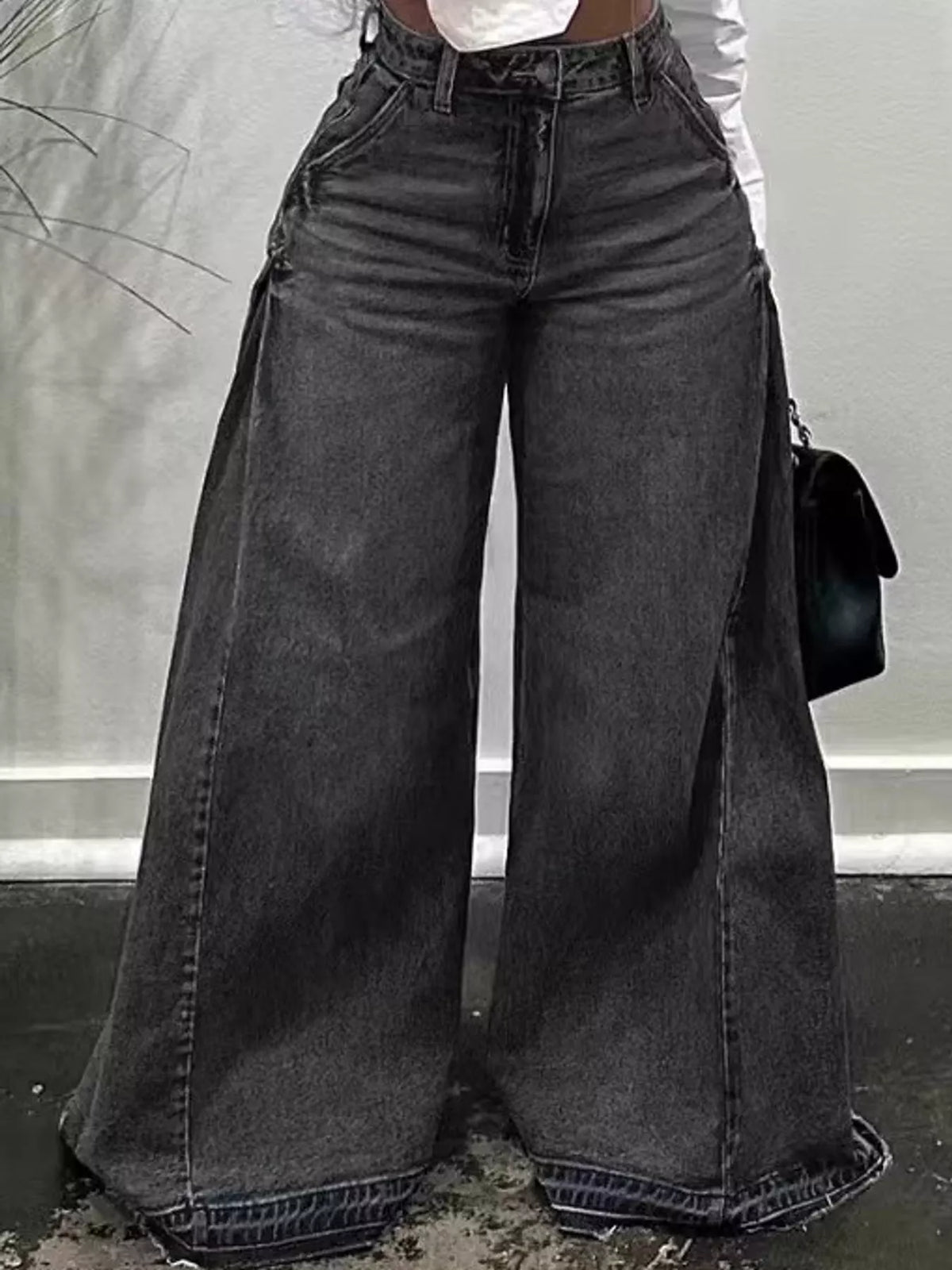 Plus size wide-leg jeans, view 5
