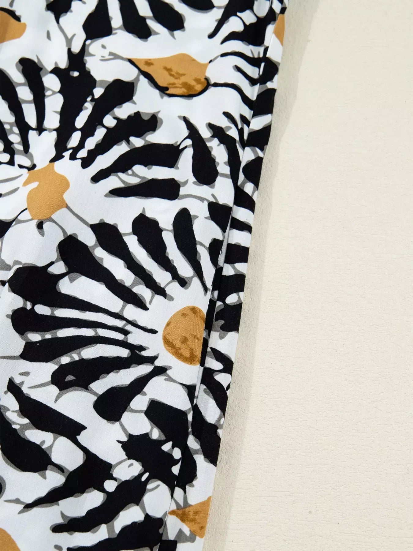 Abstract Floral Print Split Notched Dress