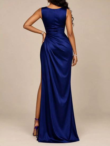 Pleated cowl neck maxi dress, view 4