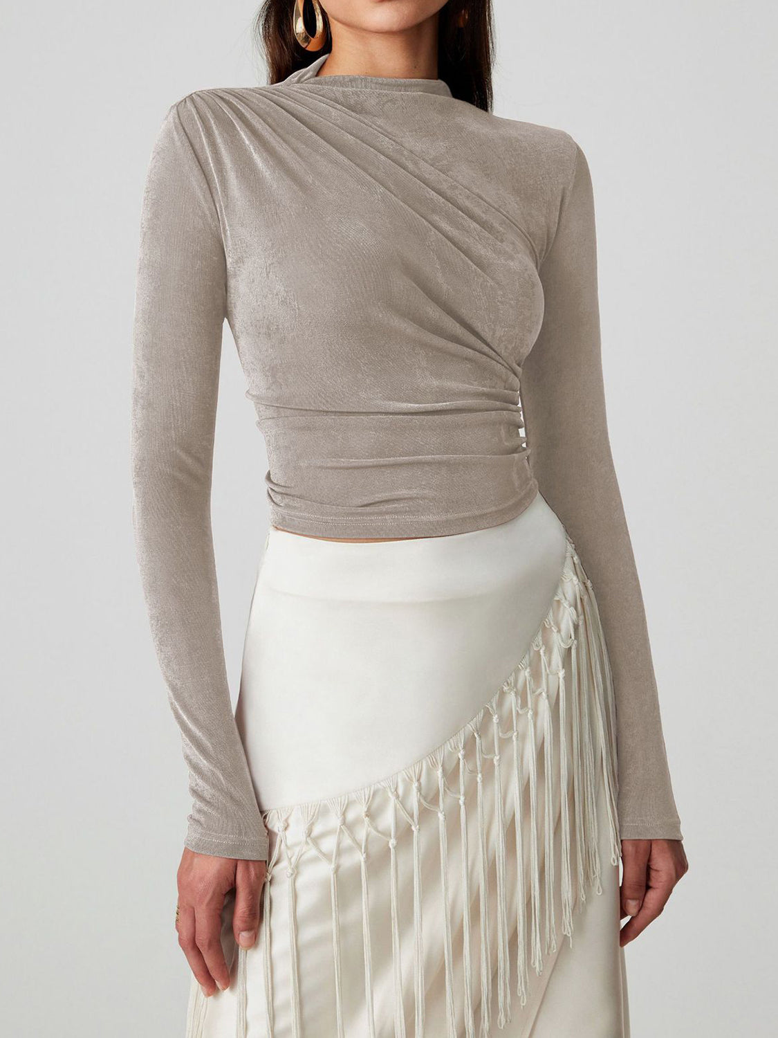 Mock Neck Long Sleeve T-Shirt