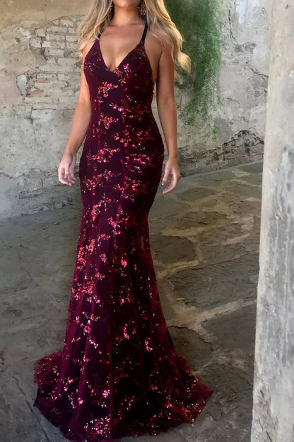 Sequin Tie Back Maxi Dress Plus Size