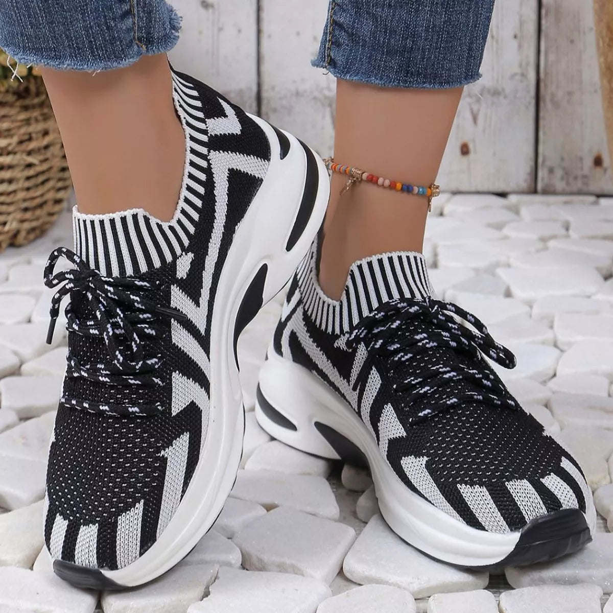 Round Toe Platform Sneakers