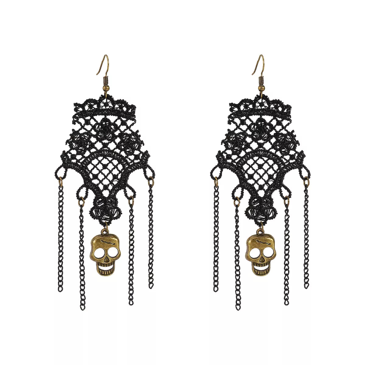 Halloween Lace Skull Necklace Set