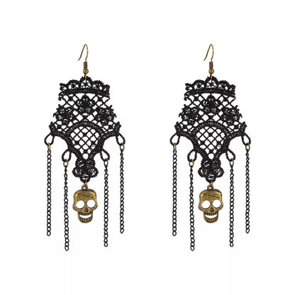 Halloween Lace Skull Necklace Set