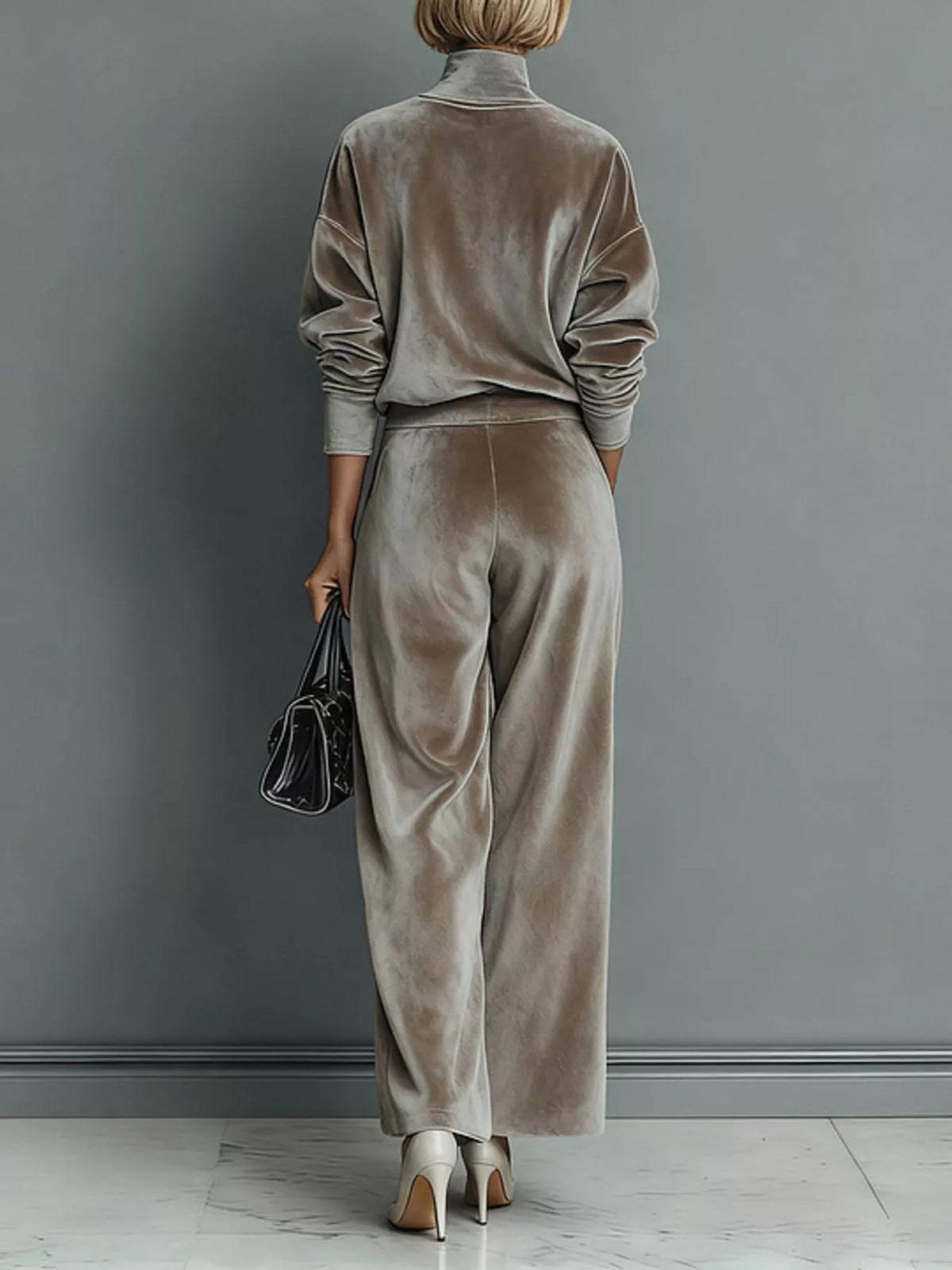 Velvet top and pants set, view 2
