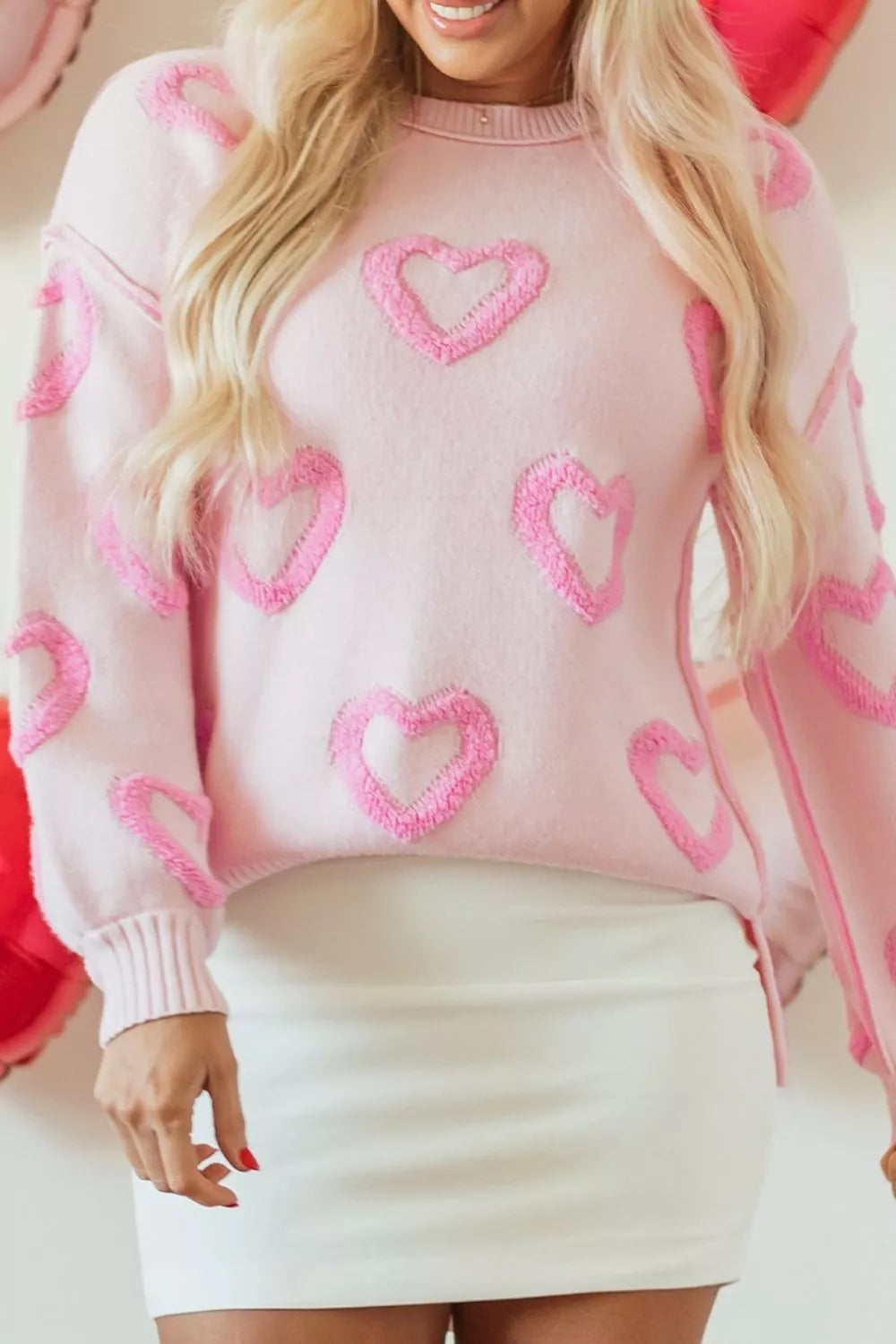 Heart Shape Bubble Sleeve Baggy Sweater
