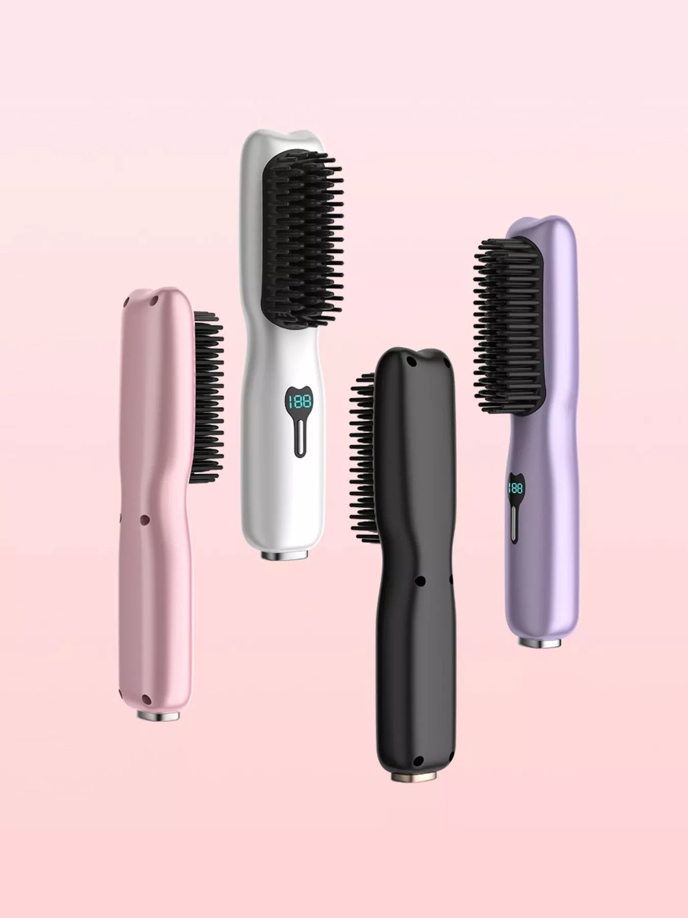 2-in-1 Mini Wireless Ionic Brush Hair Straightening Comb