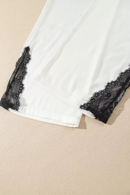 Lace trim pajama set, view 10