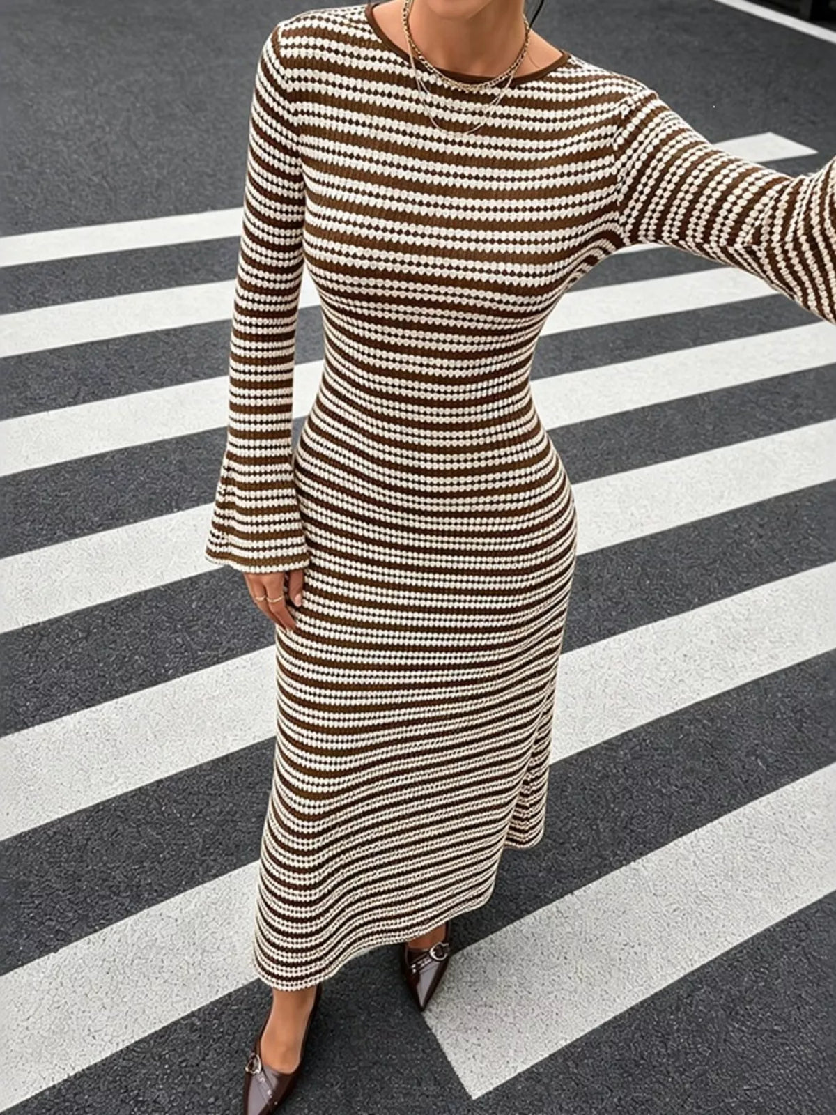 Plus size striped knit dress, view 2