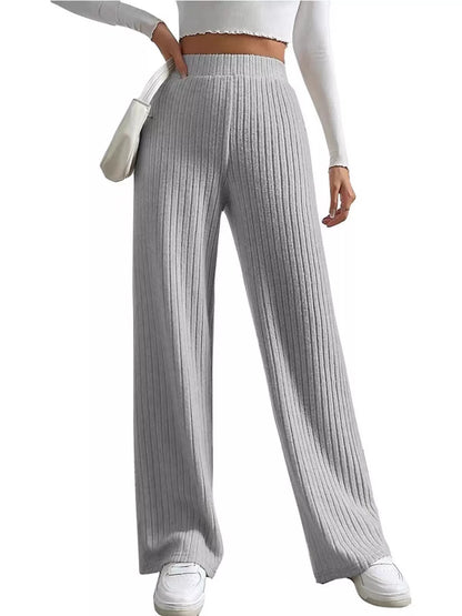 Ribbed Knit Wide-Leg Sweater Pants